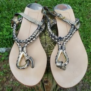 Dolce Vita sandals, metalic gold leather straps,in GUC, sz 7